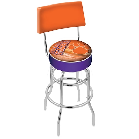 Holland Bar Stool Co 25" Chrome 2-Ring Clemson Swivel Bar Stool, Back L7C425Clmson-D2